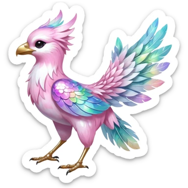 Multicolored sparkly feathery shiny fantasy pastel iridescent light pale cute adorable pretty feminine elegant realistic floral exotic marble-Sakura-Falvie-Fionbri-fursona, full body sticker