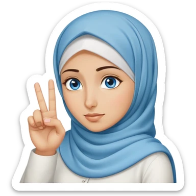 Turkish beautiful finish Konya girl blue eyes with hijab and says no with her finger hand sticker