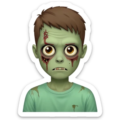 Garoto zumbi com camisa alternativa cabelo castanho quase tijelinha mas não tijelinha sticker