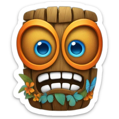 Tiki with colors blue and orange-butterfly-tornado-fun-love sticker