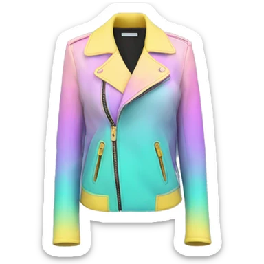 Realistic isolated side view of a pastel purple,dark turquoise ,pastel yellow and pastel pink ombre open fashion jacket. sticker