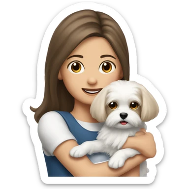 Maltese lapdog female in the arms of a young brunette girl sticker