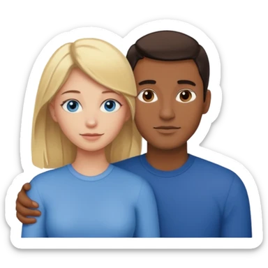 blonde hair blue eyes woman embracing a taller man who has brown skin and dark hair more like the first one sticker