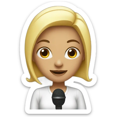woman with a mic sticker