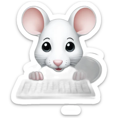 White mouse typing PC sticker