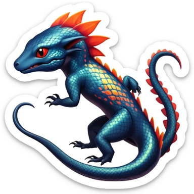 Colorful Dark Shiny Exotic Salandit-Quilava-Fakémon-hybrid-creature (full body)  sticker