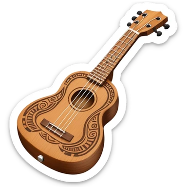 Ukulele with tribal Hawaiian carvings sticker
