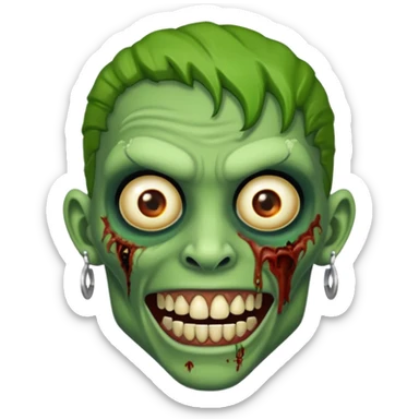 Create a zombie emoji with grillz and earring sticker