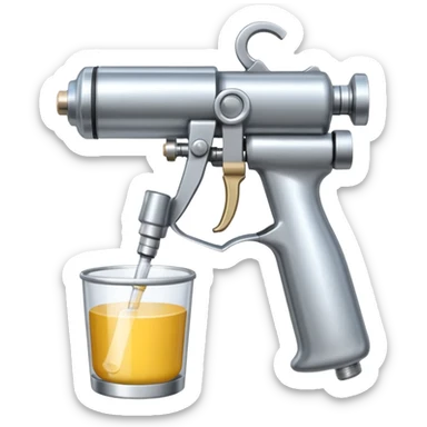 metal spray gun with clear cup attached sticker