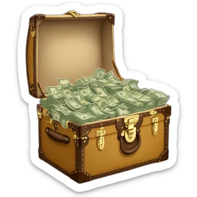 louis vuitton trunk full of money bills sticker