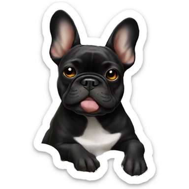 Black-and-tan French bulldog laying on gold coins sticker