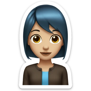 Blue eyed girl with dark brown straight hair sticker