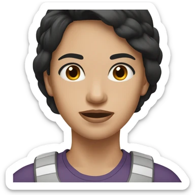 Running woman pale  light skin with medium length black hair brown eyes  sticker