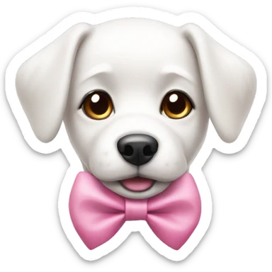 White dog with pink bow sticker