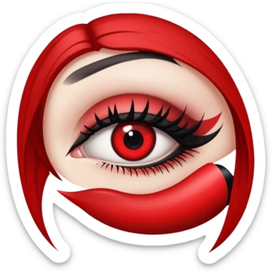 Black and red gothic big eye with mascara and makeup   sticker