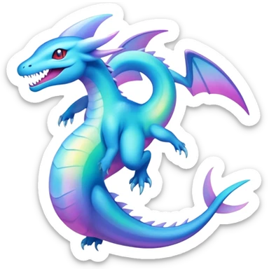 Colorful Iridescent Exotic Aurorus-Amaura-Salamence-Fakémon-hybrid-creature (full body)  sticker
