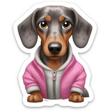 Merle dachshund wearing pink jacket  sticker