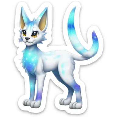 Cute Kawaii Epic Ethereal Sparkly Colorful Sergal-Serval-Caracal-Vernid full body sticker