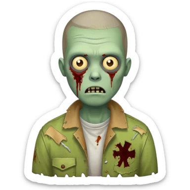 zombie with buzz cut  sticker