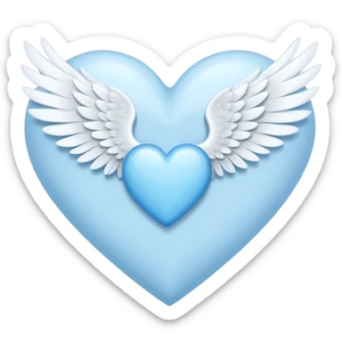 light sky blue heart with a wing on the right sticker