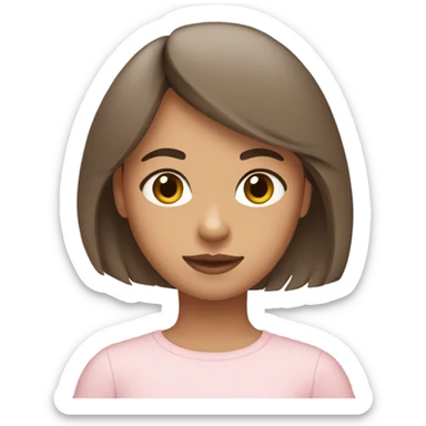 olive skin girl, with medium brown hair and a fringe wearing pale pink clothes sticker