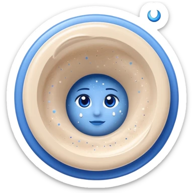 Small white CeraVe tube with blue label soft beige tip, with gentle light. Surrounded by tiny floating tear-shaped sparkles and crescent moon dust, hinting at dark circle repair. Emits a soothing blue-beige aura like a targeted eye revival spell. Compact, calming, and luminous — emoji-style. sticker