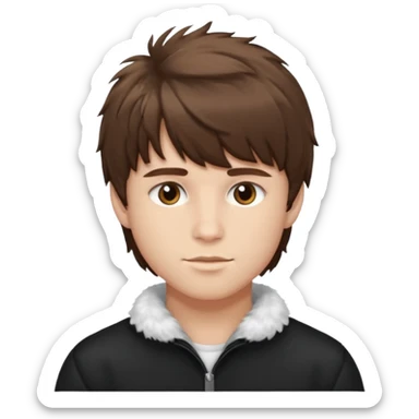 A young man with fluffy bangs styled in a 7:3 part. sticker