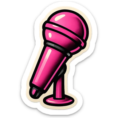 retro sticker style microphone with black and pink accents, bold outlines, playful and musical, BLACKPINK inspired sticker