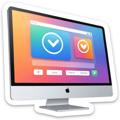 Create an emoji for UX/UI design. Show a monitor or tablet with a web interface mockup displayed on the screen. Use modern, professional colors. Do not include any emojis or smiley faces. Make the background transparent. sticker