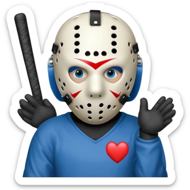 Jason Voorhees, looking cute, heart gesture with hands sticker