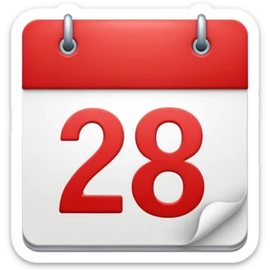 calendar with number 28 red top sticker