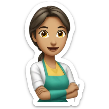 Mujer de cabello largo cocinando con delantal  sticker