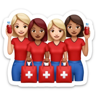 Four women promoting blood donation sticker