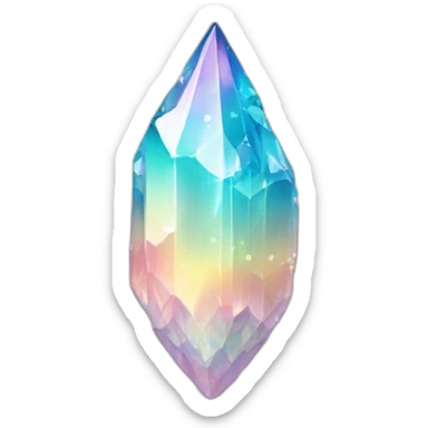 glossy Pastel whitish iridescent glass rainbow crystal cluster sticker