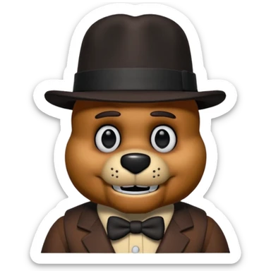 Freddy Fazbear with black and tiny hat from Five Nights At Freddy's Movie sticker