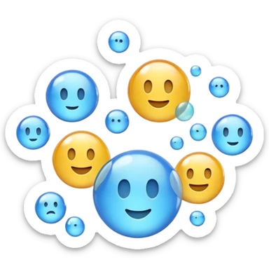 3D iPhone style emoji of free-floating bubbles, scattered randomly in the air, translucent and shiny, various sizes, not contained in any circle, isolated on white background, soft shadows, high detail, NO FACE sticker