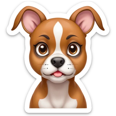 Cinematic Comical Fawn Boxer Portrait Emoji, Head tilted dramatically with an exaggeratedly shocked or offended expression, featuring a sleek fawn coat with a distinctive white muzzle, wide, expressive brown eyes filled with exaggerated disbelief, Simplified yet hilariously expressive features, highly detailed, glowing with a slightly sassy glow, high shine, dramatic yet playful, stylized with an air of attitude, bright and endearing, soft glowing outline, capturing the essence of a sassy and over-the-top guardian, so meme-worthy it feels like it could side-eye its way into internet fame instantly! sticker