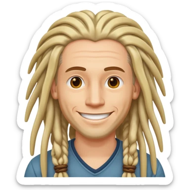 smiling white man with long neat dreads sticker