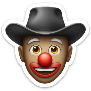 clown face with cowboy hat sticker