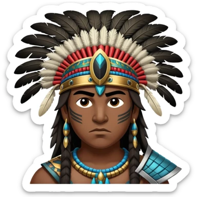 Toltec warrior with feathered headdress and obsidian blade sticker