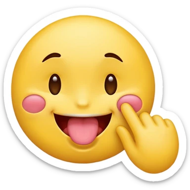 Emoji with tongue out eyes pinched closed with one hand doing the pinching emoji sticker