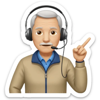 An older coach pacing along the sideline, pointing decisively. sticker