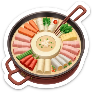 Traditional Chinese hotpot with soft pastel colors sticker