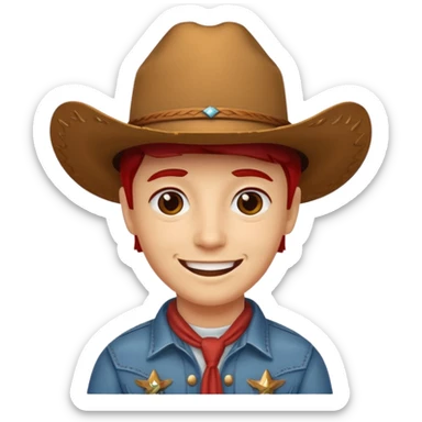 Her skull is red and she wears a cowboy hat sticker