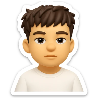 Convert this photo to a 3D emoji style character, keeping the main facial features and hairstyle, with a smooth, rounded, and expressive emoji look. No background. The style should resemble Microsoft style 3D fluent emojis with a smooth and rounded appearance. sticker