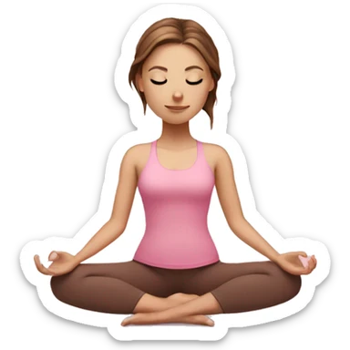 White Girl with brown hair doing yoga in pink tones sticker