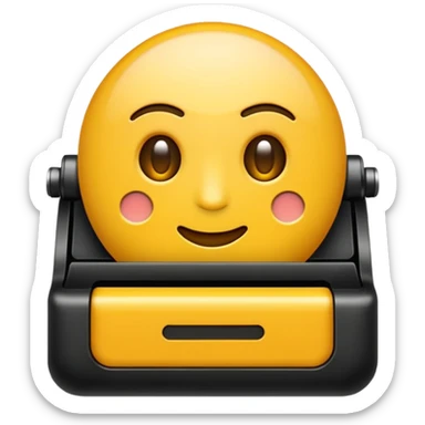 emoji de computadora en color negro y amarillo tipo mostaza sticker