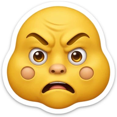 yellow emoji face making a 'grrrr' expression, scrunched nose, intense eyes, gritted teeth, classic emoji style sticker