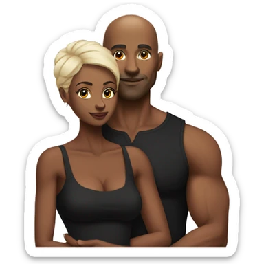 Bald black man muscular with his black wife sticker