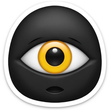 Minimal emoji, single eye made of black metal, pupil replaced by a solid metal number 8, restrained gothic symbolism, avant-garde minimalism, no glow, no neon, flat emoji style, centered, transparent background sticker
